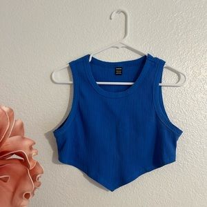 blue cropped tank top